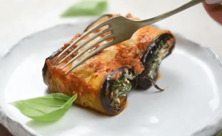 Vegan Spinach And Olive Eggplant Rollatini